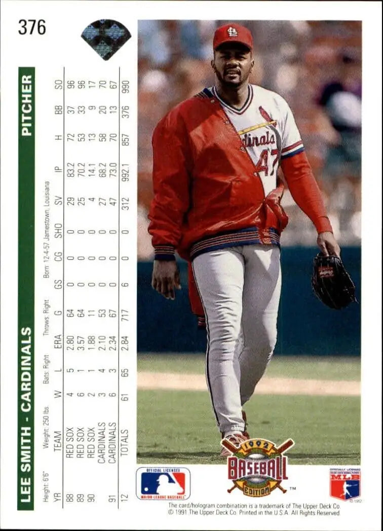 Lee Smith 1992 Upper Deck MLB #376 Baseball Card St. Louis Cardinals