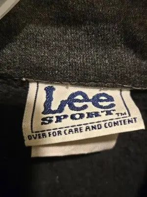 Lee Sport Pullover Mens L Black Red Stripe Quarter Zip Sweatshirt Made Romania - Apparel