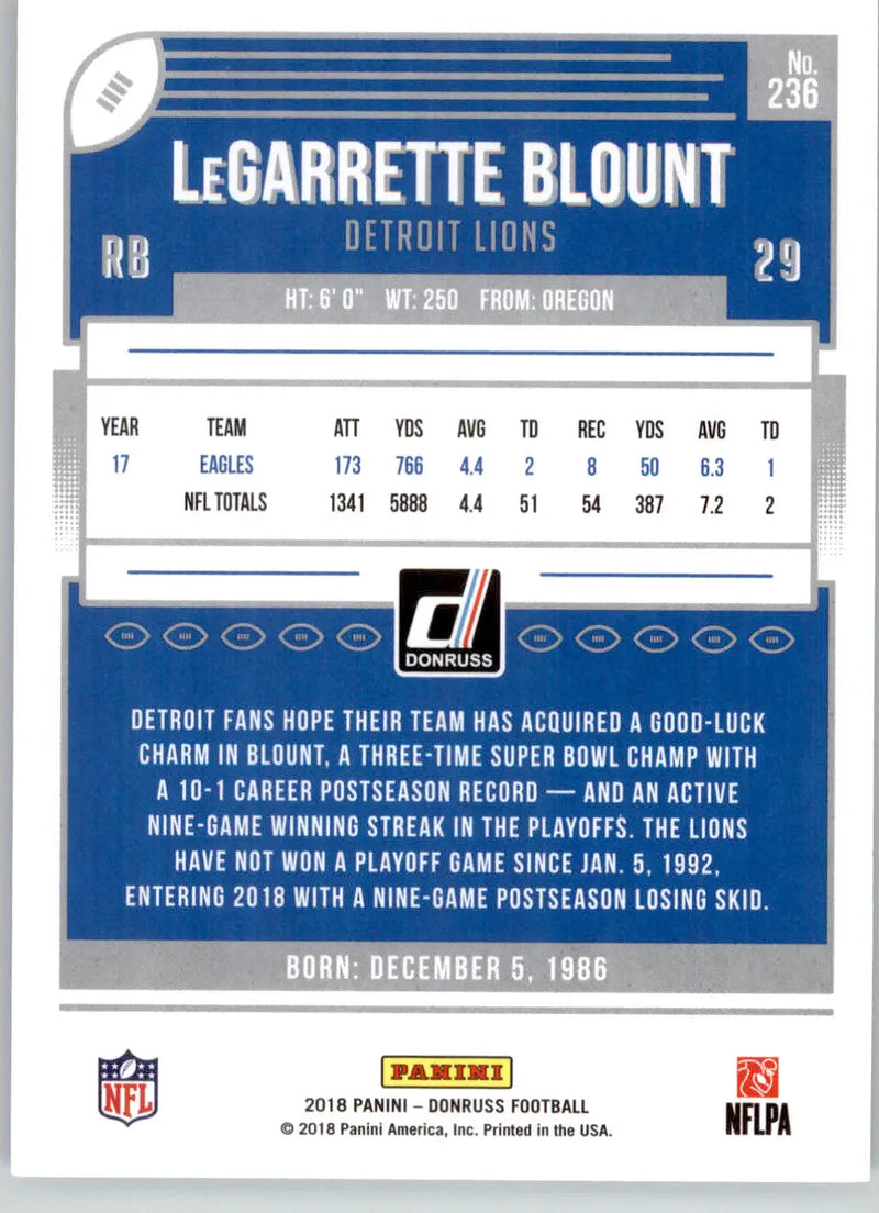 LeGarrette Blount - 2018 Donruss - #236 - Football - Football Card Single