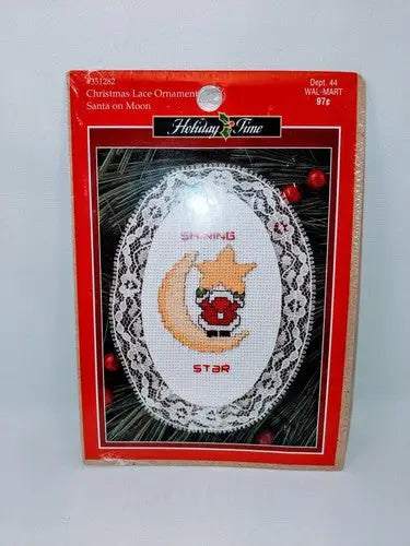 Leisure Arts Santa On Moon Christmas Lace Ornaments Cross Stitch Kit ID:22436 - Other