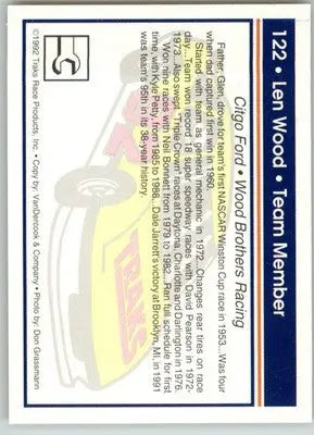 Len Wood - 1992 Traks - #122 - Racing - Racing Card Single
