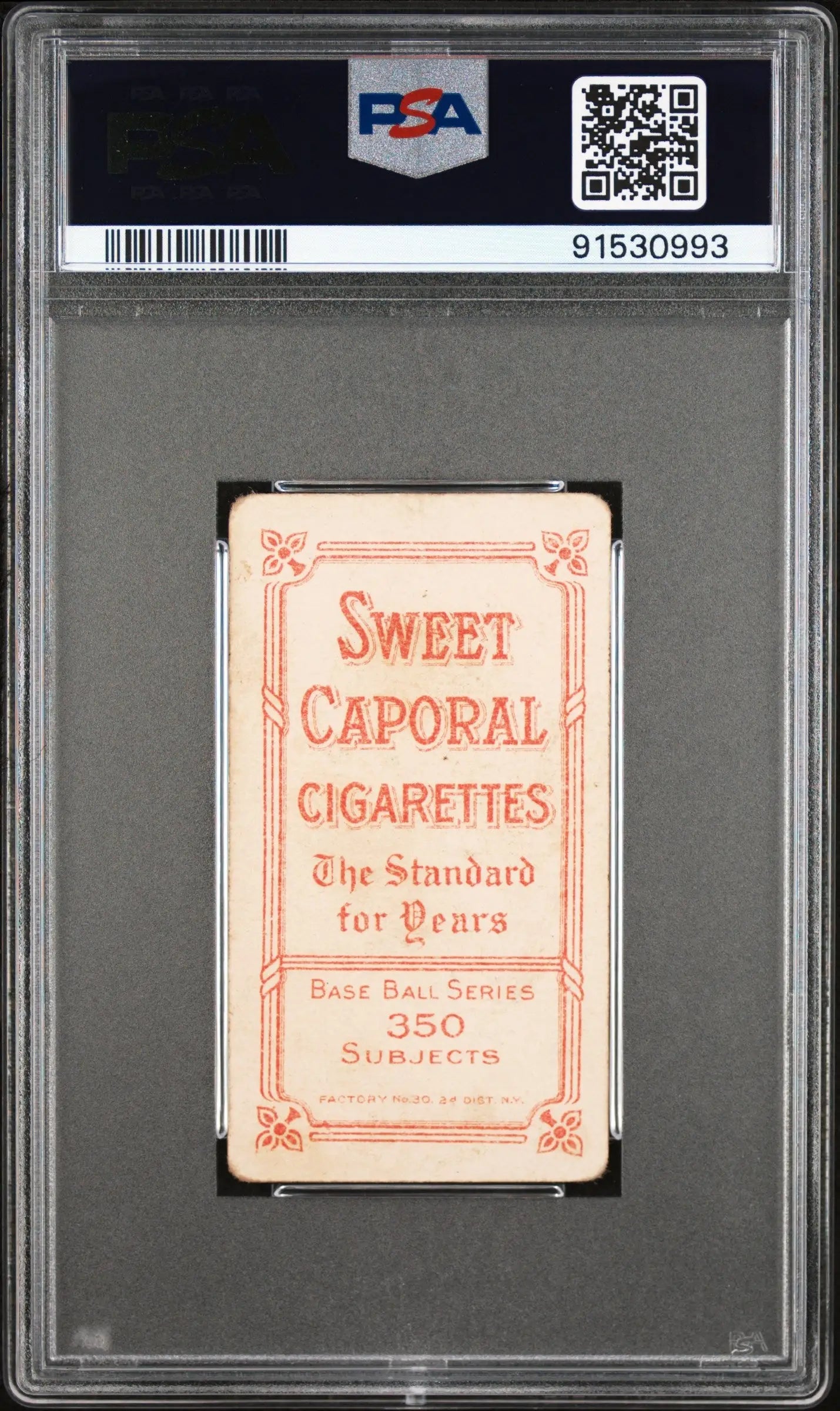 PSA-graded T206 Sweet Caporal trading card of Lena Balckburne with red text