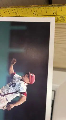 Lenny Dykstra in mid-air, showcasing the Team Issue Season Ticket Phillies Post Card 1990