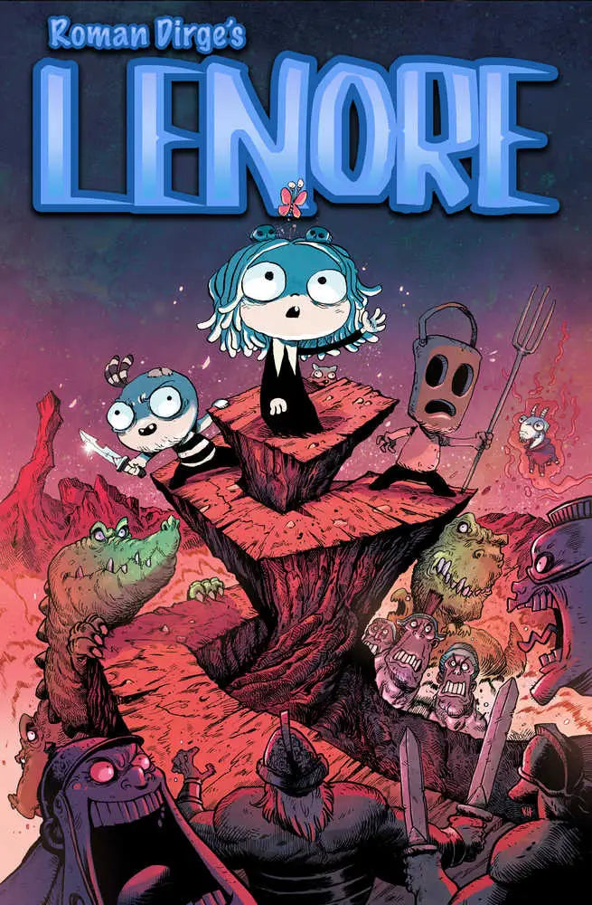 Cartoon horror comic book cover featuring Lenore The Time War #1 Cover C Wallis with time goats