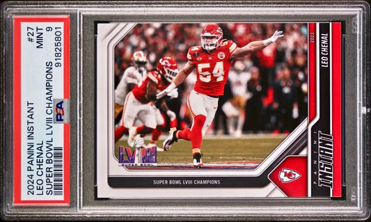 Leo Chenal 2023 Panini NFL Superbowl Champions #27 Card PSA 9 Mint - Football Card Single
