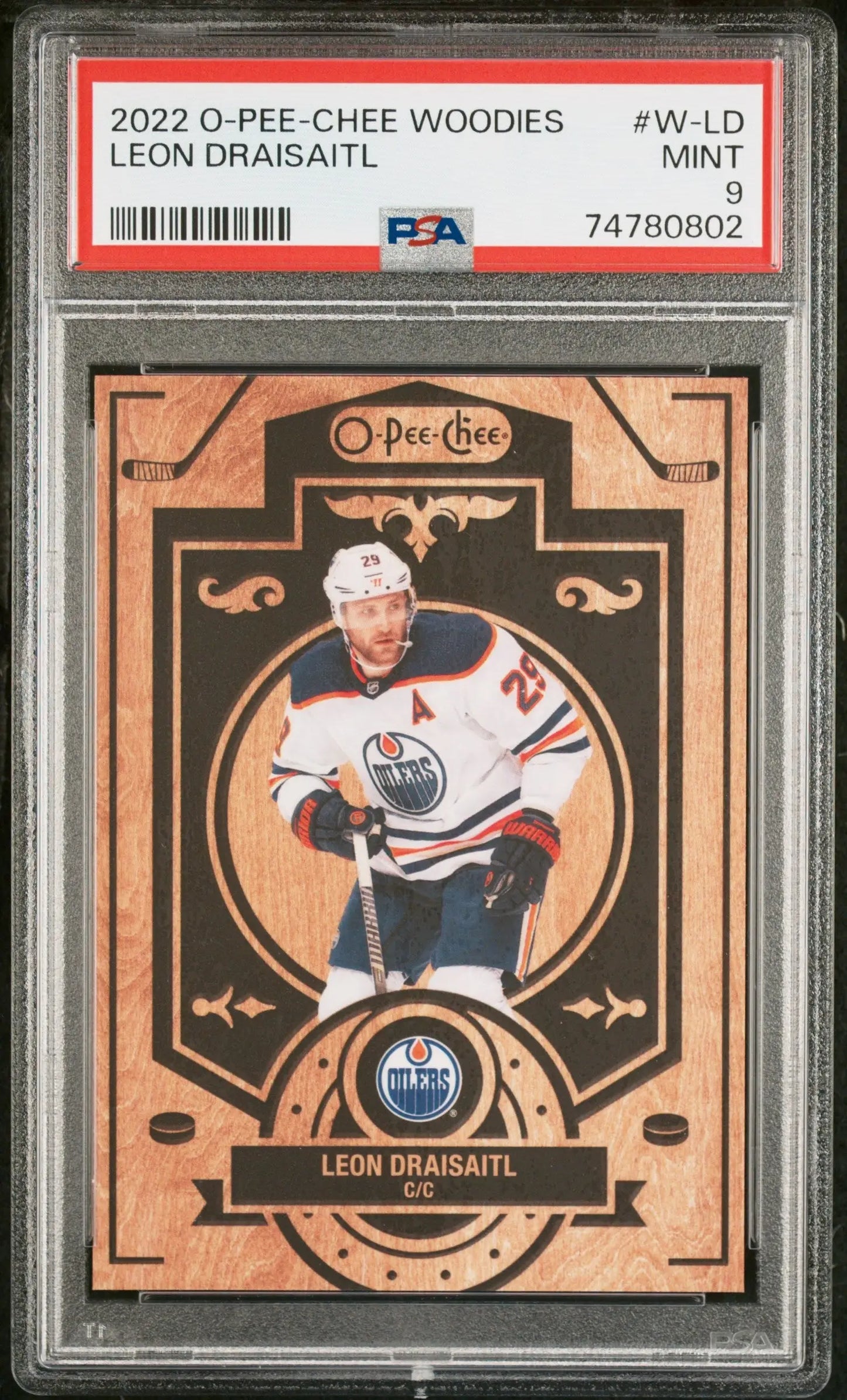Leon Draisaitl 2022 O-Pee-Chee Woodies PSA 9 Mint - Hockey Card Single