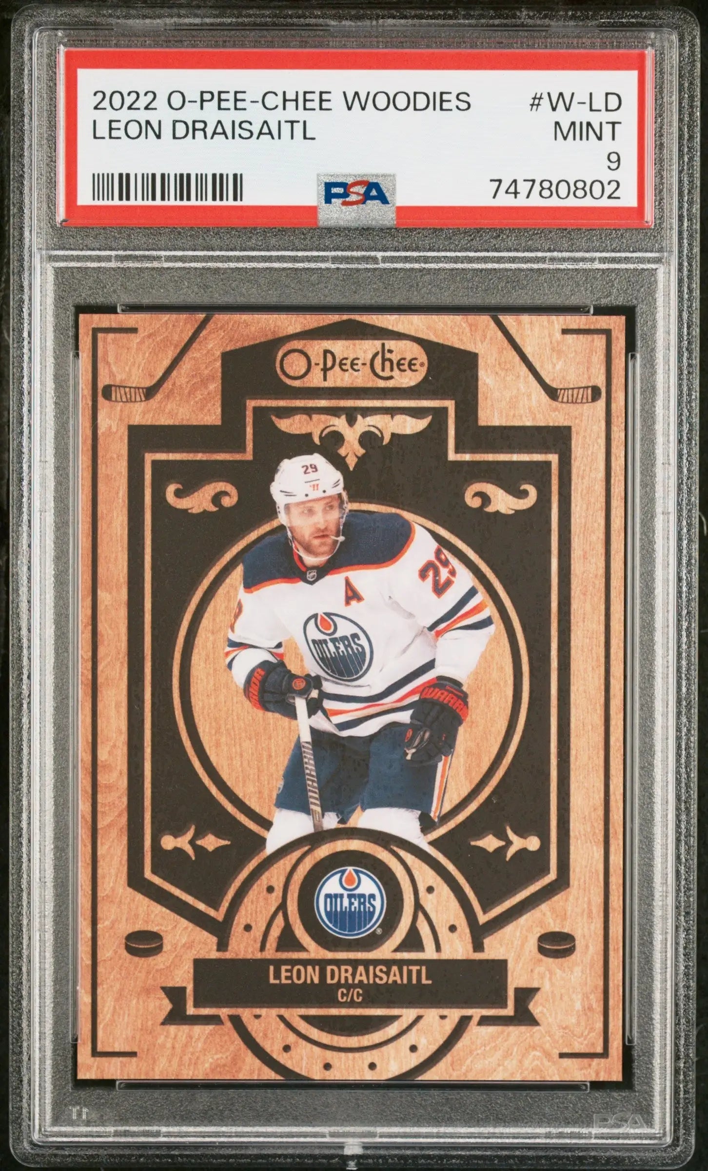 Leon Draisaitl 2022 O-Pee-Chee Woodies PSA 9 Mint - Hockey Card Single
