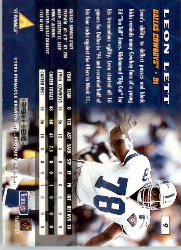 Leon Lett - 1995 Pinnacle - #9 - Football - Football Card Single