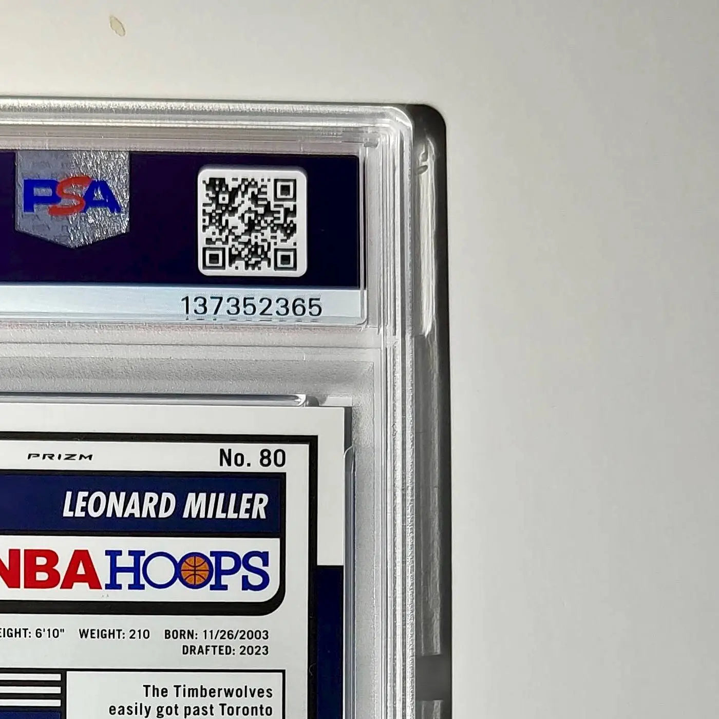 Leonard Miller 2023 Panini Hoops Premium #80 65/75 Blue Pulsar PSA 9 Mint