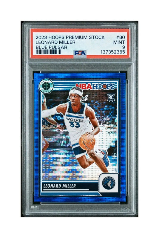 Leonard Miller 2023 Panini Hoops Premium #80 65/75 Blue Pulsar PSA 9 Mint - Basketball Card Single