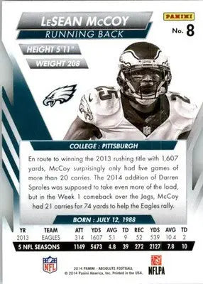 LeSean McCoy - 2014 Panini Absolute - #8 - Retail Football - Football Card Single
