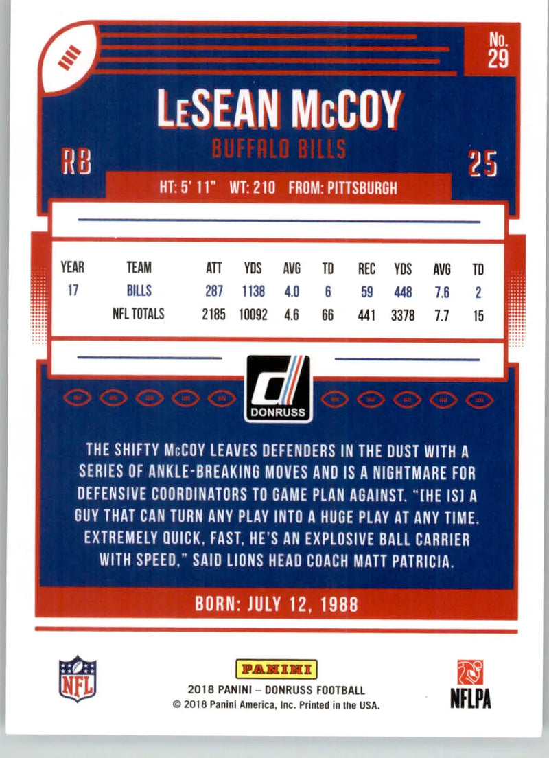 LeSean McCoy - 2018 Donruss - #29 - Football