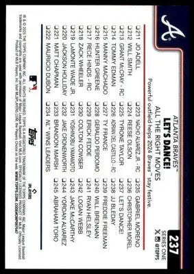 Let’s Dance! All the Right Moves 2025 Topps #237 Atlanta Braves - Baseball Card Single
