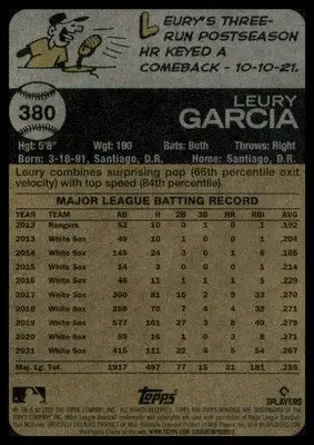 Leury Garcia 2022 Topps Heritage #380 Chicago White Sox - Baseball Card Single