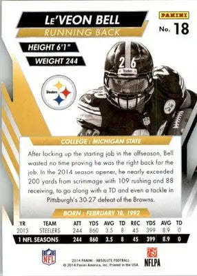 Le’Veon Bell - 2014 Panini Absolute - #18 - Retail Football - Football Card Single