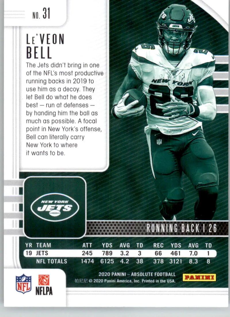 Le’Veon Bell - 2020 Panini Absolute - #31 - Green Football - Football Card Single