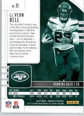Le’Veon Bell - 2020 Panini Absolute - #31 - Retail Football - Football Card Single