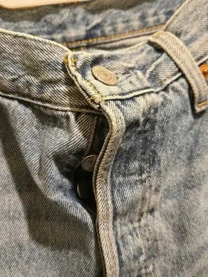 Levis 501 Jeans Mens 28 Light Blue Distressed Ripped Button Fly Premium Classic - Apparel
