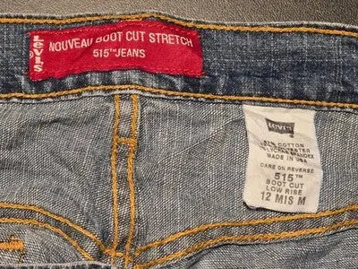 Levis 515 Jeans Womens 12 M Boot Cut Stretch Low Rise Light Wash Denim - Apparel