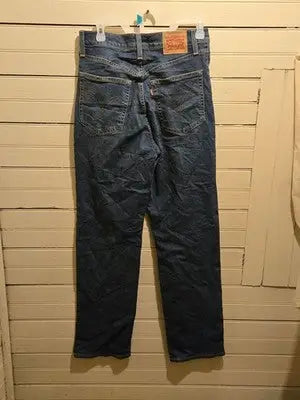 Levis Jeans Womens 29 Ribcage High Rise Straight Button Fly Med Wash Blue - Apparel