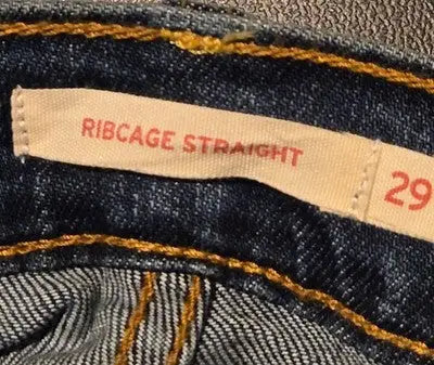 Levis Jeans Womens 29 Ribcage High Rise Straight Button Fly Med Wash Blue - Apparel