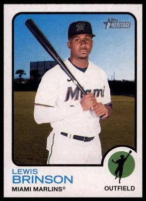 Lewis Brinson 2022 Topps Heritage #39 Miami Marlins - Baseball Card Single