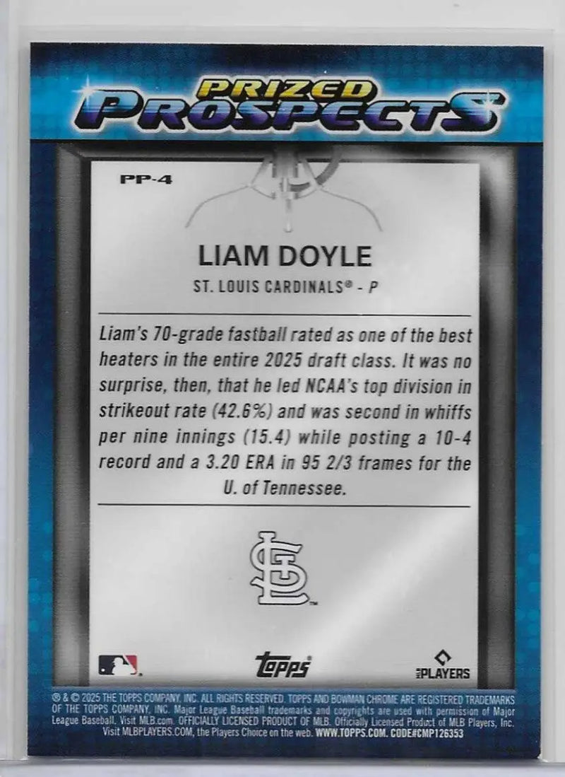 Liam Doyle 2025 Bowman Draft Prized Prospects Mojo Refractor #PP-4 c-60 - Baseball Card Single