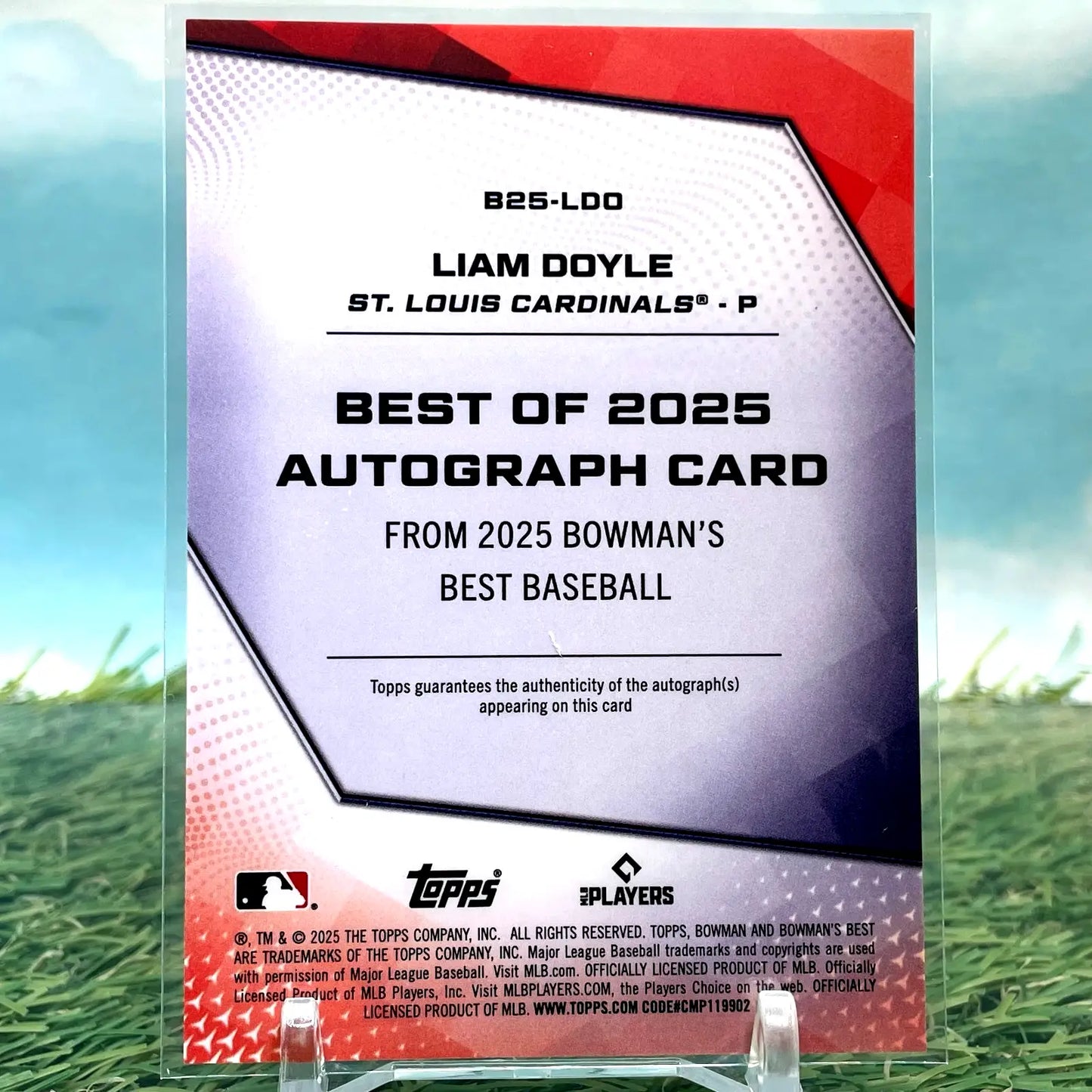 Liam Doyle 2025 Bowman’s Best Yellow Prospect Auto Cardinals #B25-LDO 29/50 KM55
