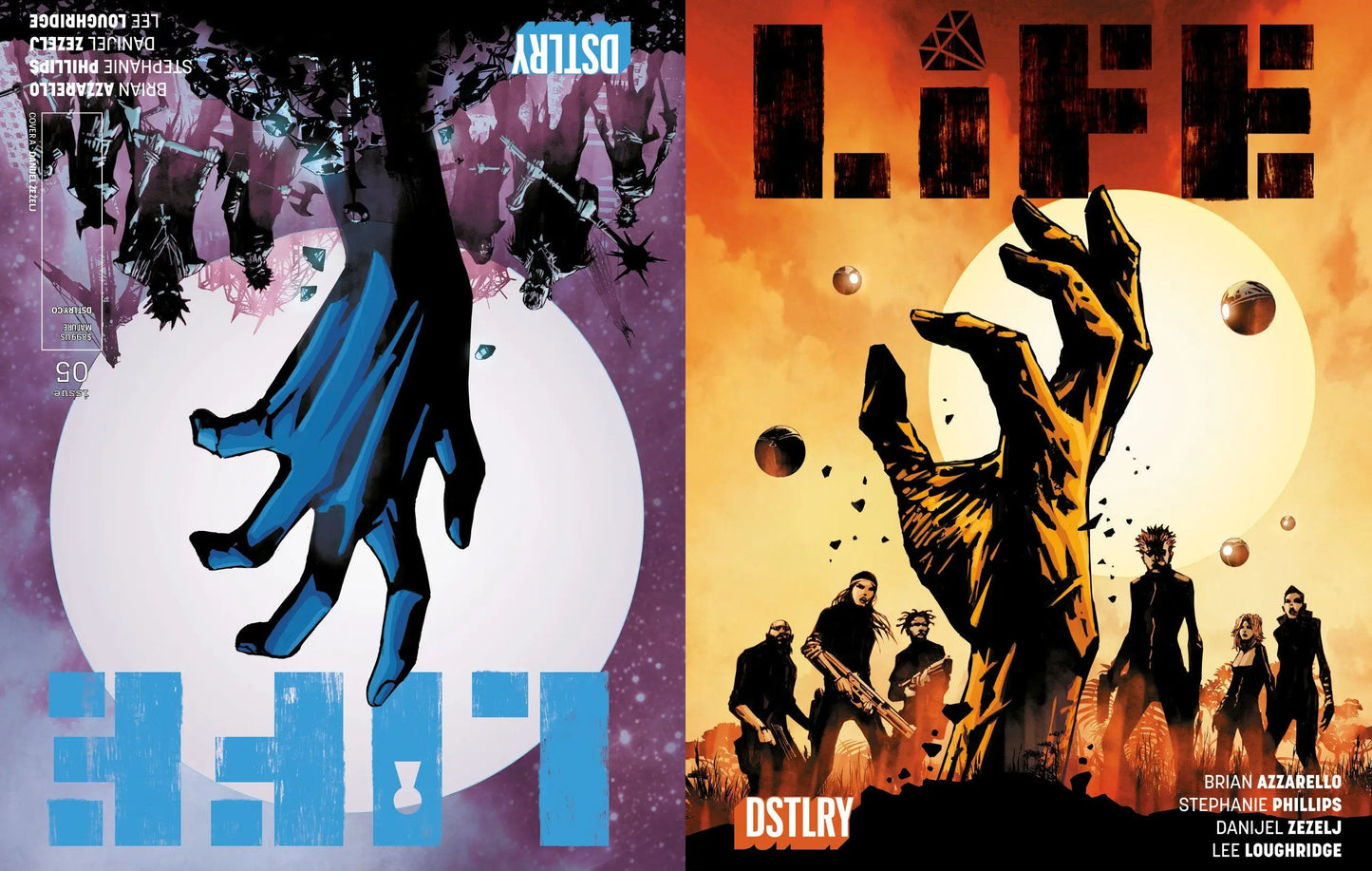 Danijel Zezelj flip book Life #5 Cover A featuring contrasting sci-fi comic covers with celestial elements