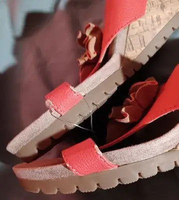 Life Stride Sandals Womens 7.5 Wedge Orange Cork Notice Comfort Slide On NWOT - Apparel