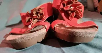 Life Stride Sandals Womens 7.5 Wedge Orange Cork Notice Comfort Slide On NWOT - Apparel
