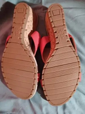 Life Stride Sandals Womens 7.5 Wedge Orange Cork Notice Comfort Slide On NWOT - Apparel