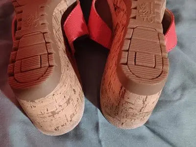 Life Stride Sandals Womens 7.5 Wedge Orange Cork Notice Comfort Slide On NWOT - Apparel