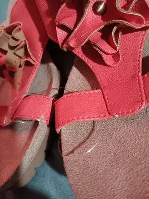 Life Stride Sandals Womens 7.5 Wedge Orange Cork Notice Comfort Slide On NWOT - Apparel