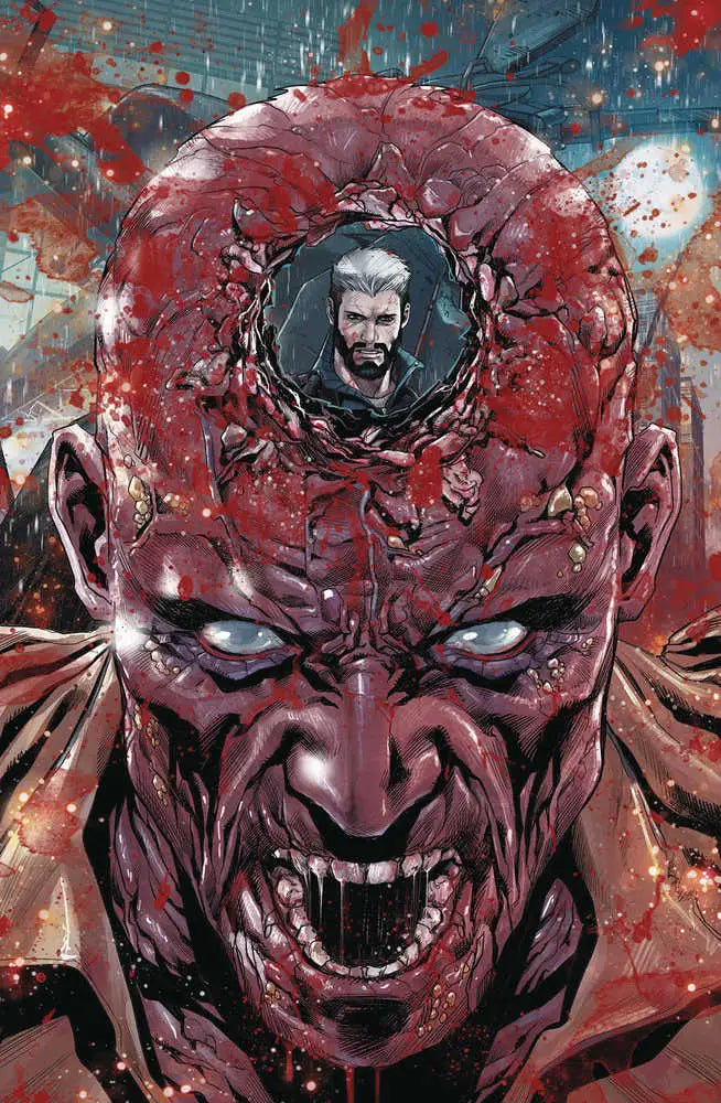 Demonic red face with glowing eyes on Life Zero #2 cover A Checchetto for trading cards