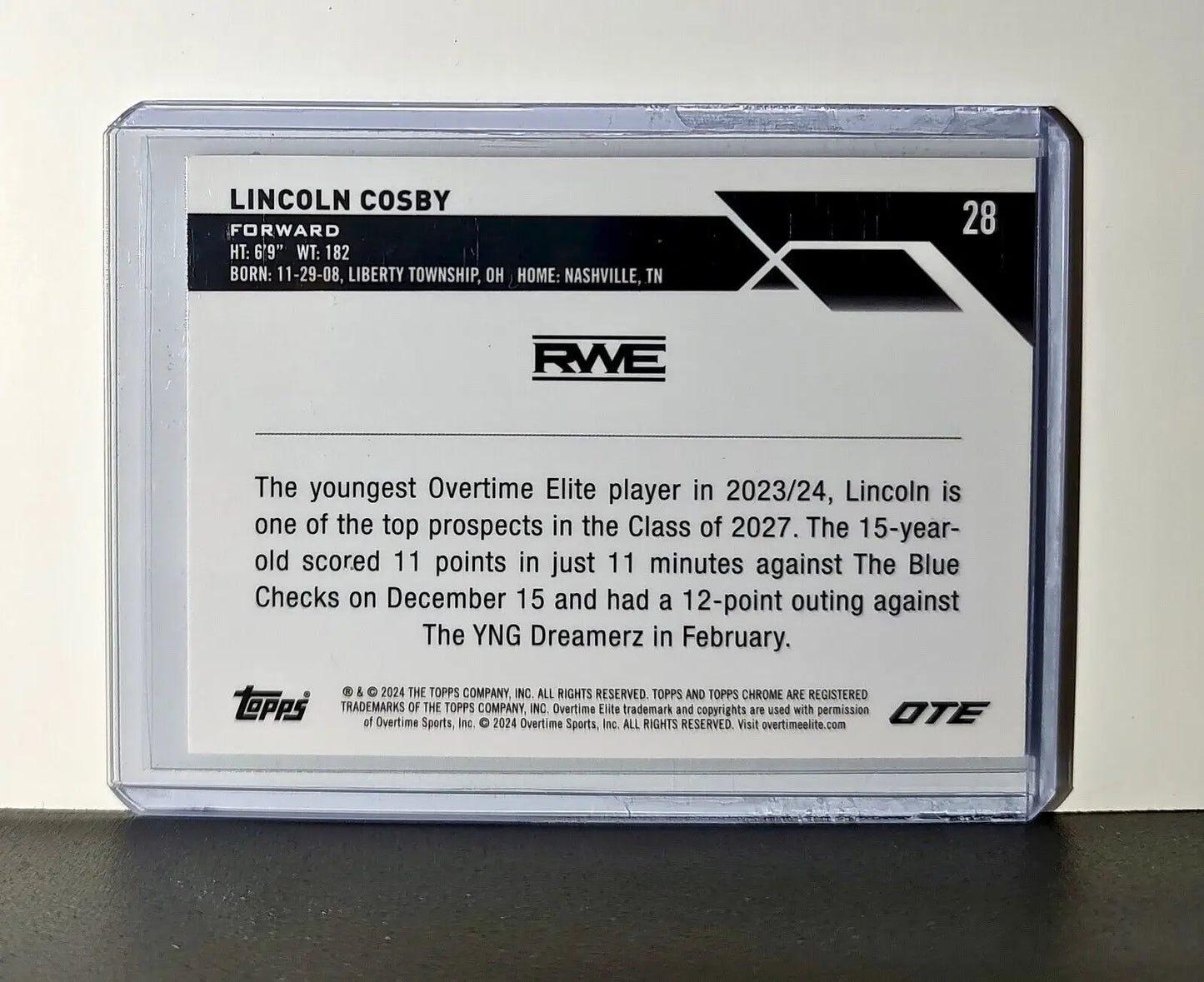 Lincoln Cosby Rookie Card 2023-24 Topps Chrome Overtime #28 RWE - Other