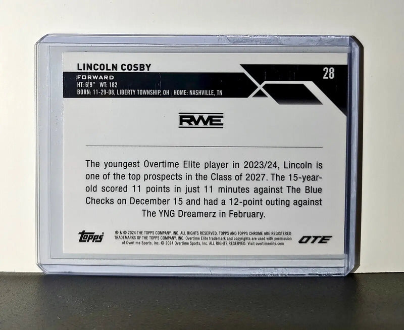 Lincoln Cosby Rookie Card 2023-24 Topps Chrome Overtime #28 RWE - Other