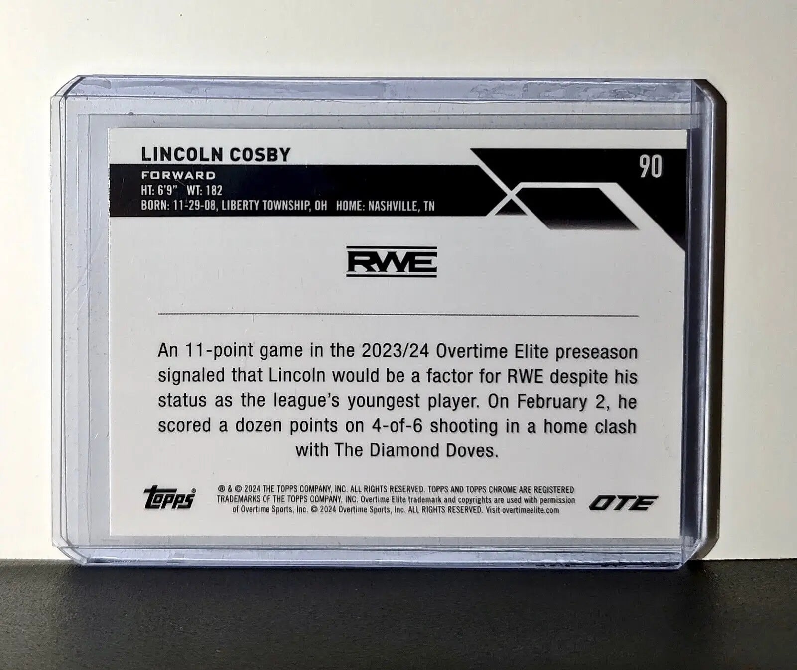 Lincoln Cosby Rookie Card 2023-24 Topps Chrome Overtime #90 RWE - Other