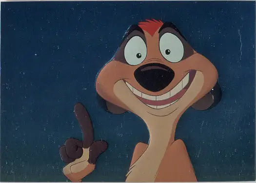Smiling cartoon meerkat with raised finger on Lion King Series 1 Embossed Foil Chase Card