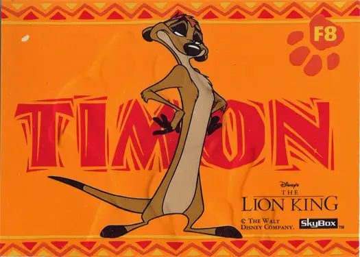 Cartoon meerkat Timon from The Lion King on an Embossed Foil Chase Card F8