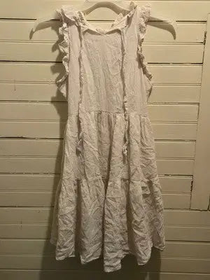 Listicle Dress Womens M White Tiered Ruffle Sleeveless Cotton Summer Boho Aline - Apparel