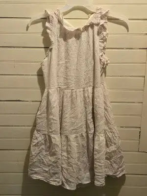 Listicle Dress Womens M White Tiered Ruffle Sleeveless Cotton Summer Boho Aline - Apparel