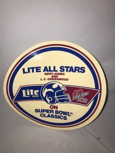 Vintage Lite Beer Super Bowl sign for Lite Beer All Stars Super Bowl XXI Bert Jones record