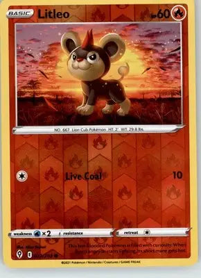 Litleo - Evolving Skies - 022/203 - Reverse Holo LP Pokemon - Pokémon Card Single