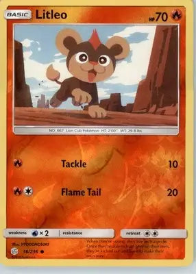 Litleo - SM - Cosmic Eclipse - Reverse Holo LP - #36/236 - Pokémon Card Single