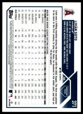 Livan Soto Rookie 2023 Topps #371 Los Angeles Angels - Baseball Card Single