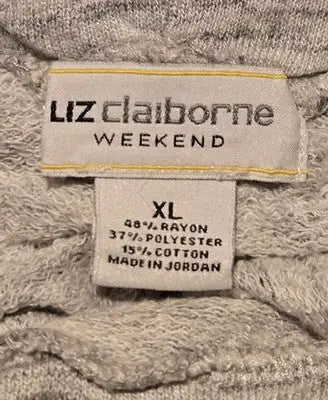 Liz Claiborne Sweater Womens XL Cowl Neck Long Sleeve Heather Gray Weekend - Apparel
