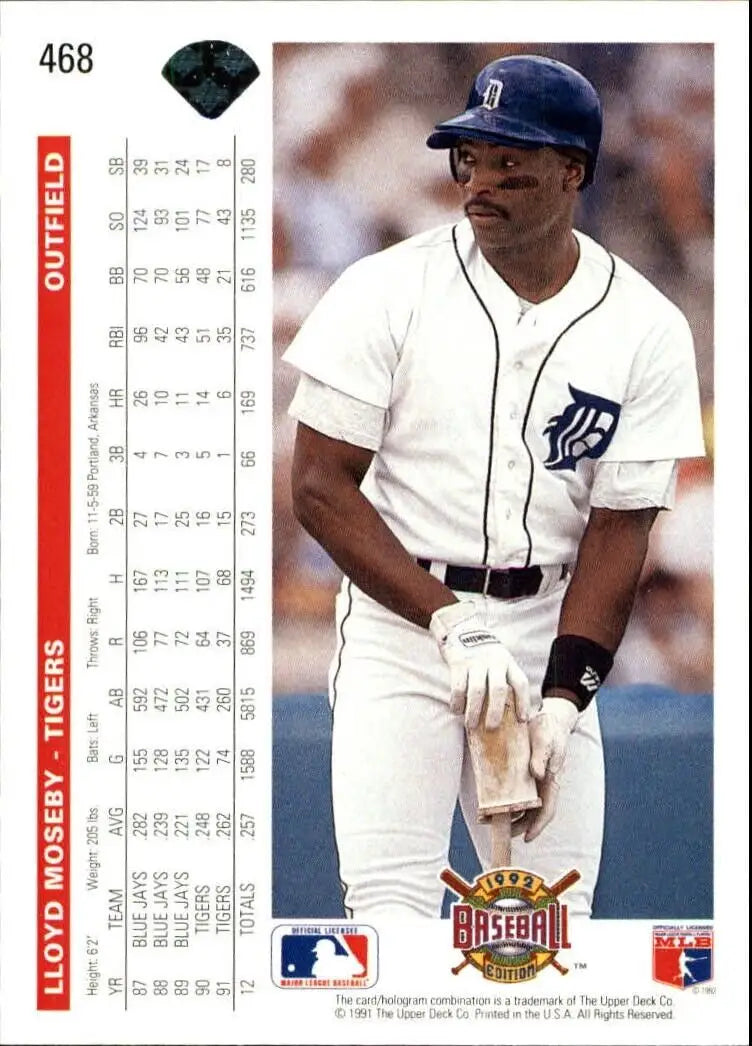 Lloyd Moseby 1992 Upper Deck MLB #468 Baseball Card Detroit Tigers