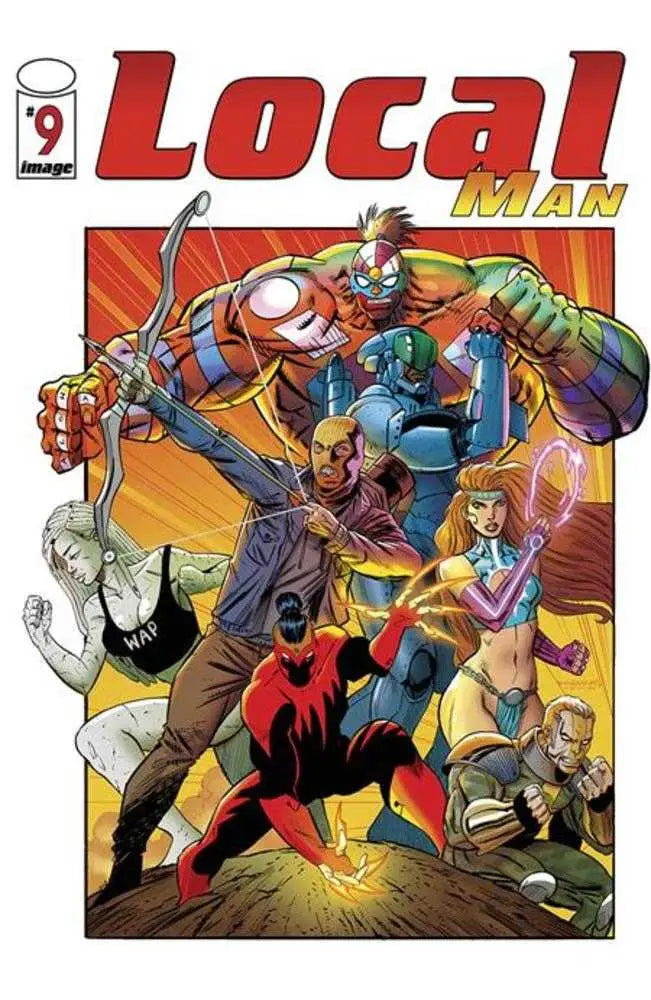 Local Man #9 Cover C features superheroes in action, perfect for trading cards collectors