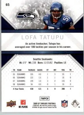 Lofa Tatupu - 2009 SP Threads - #65 - Football - Football Card Single